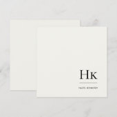 Monogramm Einfach Moderne monogrammierte Elfenbein Mitteilungskarte (Vorne/Hinten)