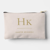 Monogramm Einfach Rosa Gold Chic Mit Monogramm Zubehörtasche (Rückseite)