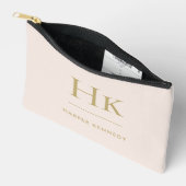 Monogramm Einfach Rosa Gold Chic Mit Monogramm Zubehörtasche (Offen)