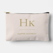 Monogramm Einfach Rosa Gold Chic Mit Monogramm Zubehörtasche (Vorderseite)