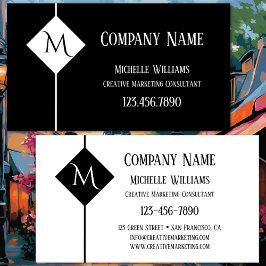 Monogramm Einfach Schwarzweiß Beruflich Visitenkarte