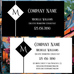 Monogramm Einfach Schwarzweiß Beruflich Visitenkarte