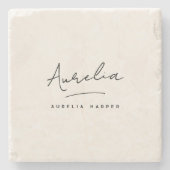 Monogramm einfache Elegante Minimale Weibchensigna Steinuntersetzer (Vorderseite)