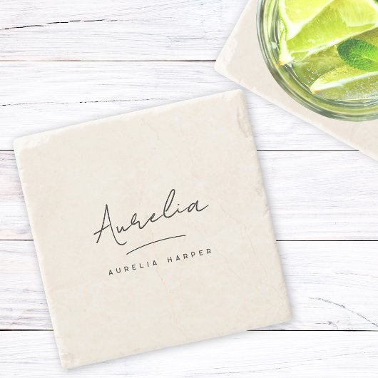 Monogramm einfache Elegante Minimale Weibchensigna Steinuntersetzer