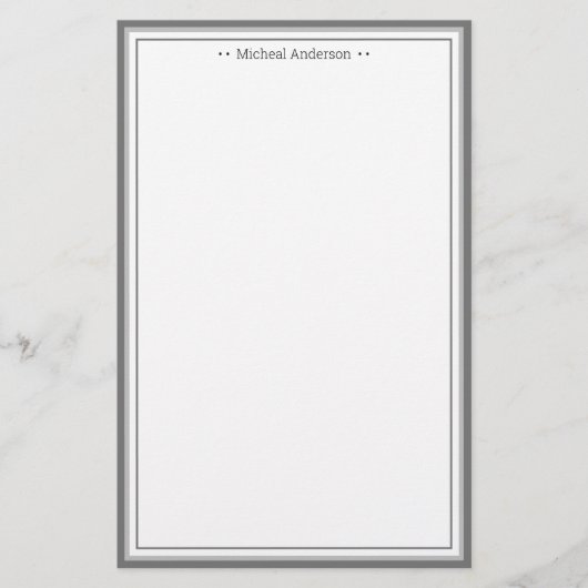 Monogramm Einfache graue Grenze Klassisch Personal Briefpapier (Vorderseite)