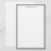 Monogramm Einfache graue Grenze Klassisch Personal Briefpapier (Vorne/Hinten)