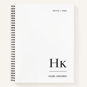Monogramm Einfache Minimalistische weiße Personali Notizblock