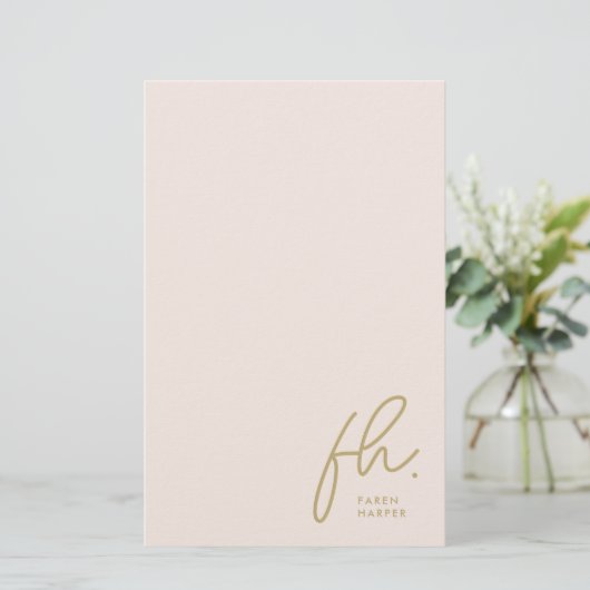 Monogramm | Einfache, moderne Rosa Personalisiert Briefpapier (Stehend Vorderseite)