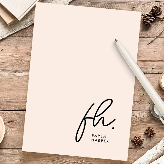 Monogramm | Einfache, moderne Rosa Personalisiert Briefpapier