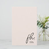 Monogramm | Einfache, moderne Rosa Personalisiert Briefpapier (Stehend Vorderseite)
