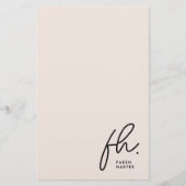 Monogramm | Einfache, moderne Rosa Personalisiert Briefpapier (Vorderseite)