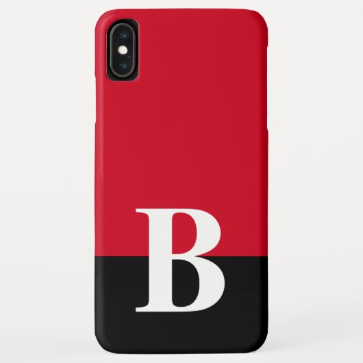 Monogramm Einfache Moderne Rot-Schwarze Monogrammi Case-Mate iPhone Hülle (Rückseite)
