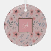 Monogramm Einfache Niedliche rosa Blume Bloom Boho Ornament Aus Glas (Vorderseite)