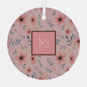 Monogramm Einfache Niedliche rosa Blume Bloom Boho Ornament Aus Glas (Rückseite)