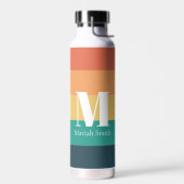 Monogramm einfache Retro-Farben mit Namen und Anfa Trinkflasche (Links)