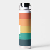 Monogramm einfache Retro-Farben mit Namen und Anfa Trinkflasche (Rückseite)