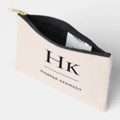 Monogramm Einfache Rosa Farbton Mit Monogramm Zubehörtasche (Offen)