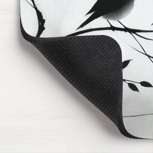 Monogramm einfache Schwarz-Weiß-Vögel in Bäumen | Mousepad (Ecke)
