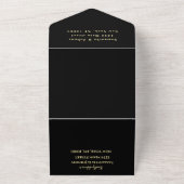 Monogramm Einfache Schwarze Gold QR-Code Hochzeit All In One Einladung (Außenbereich)