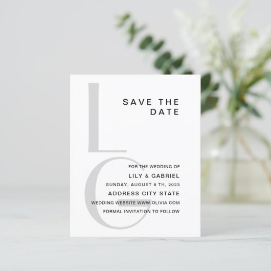 Monogramm. Einfache Typografie Hochzeit Speichern  (Stehend Vorderseite)