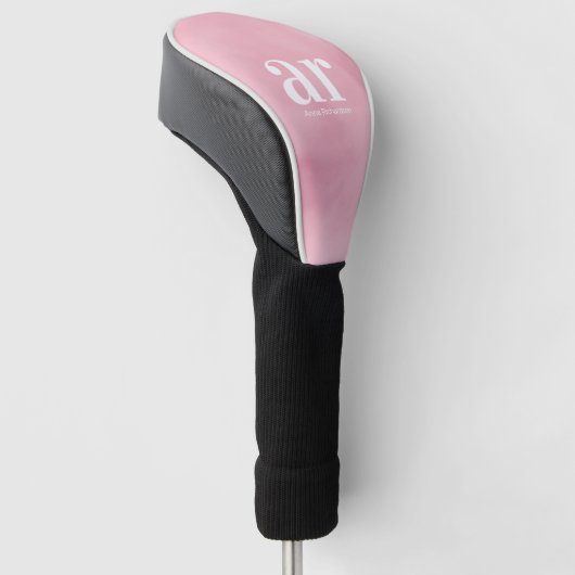 Monogramm einfacher weißer Anfangsname Rosa Wasser Golf Headcover (angewinkelt)