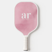 Monogramm einfacher weißer Anfangsname Rosa Wasser Pickleball Schläger (Rückseite)