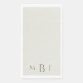 Monogramm einfaches cremefarbenes Hochzeitsserviet Serviette (Vorderseite)