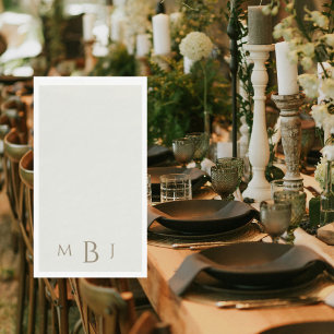Monogramm einfaches cremefarbenes Hochzeitsserviet Serviette