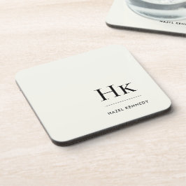 Monogramm einfaches elegant minimalist elfenbeinwe getränkeuntersetzer