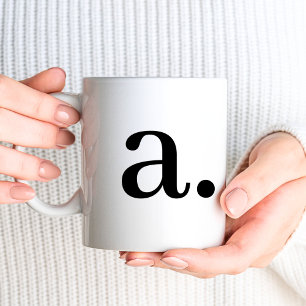 Monogramm Einfaches elegantes Schwarz-weißer Anf Kaffeetasse