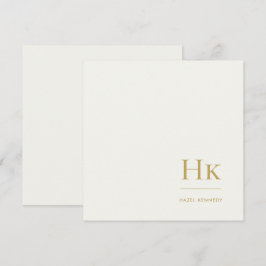 Monogramm einfaches monogrammiertes Elfenbeingold  Mitteilungskarte
