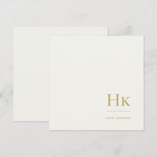 Monogramm einfaches monogrammiertes Elfenbeingold  Mitteilungskarte
