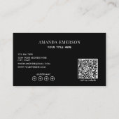 Monogramm einfaches Schwarz-Weiß-QR-Code Visitenkarte (Rückseite)