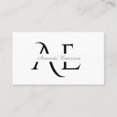 Monogramm einfaches Schwarz-Weiß-QR-Code Visitenkarte (Vorderseite)