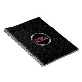 Monogramm einfaches schwarzes Damast Notizblock (Rechte Seite)