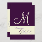 Monogramm/Einladungen/Pflaume/Creme Einladung (Vorne/Hinten)