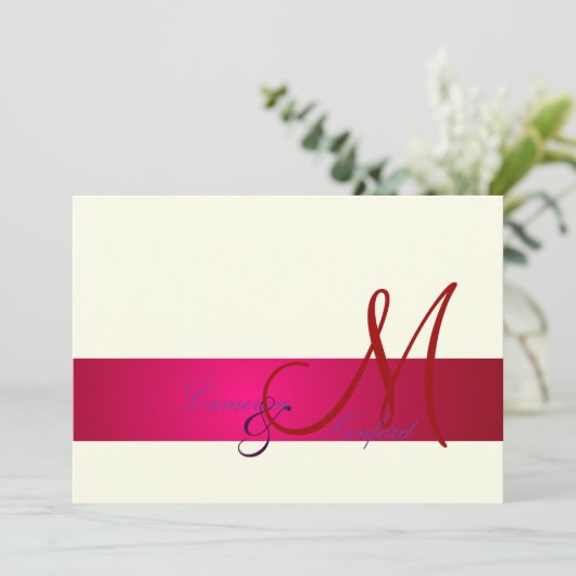 Monogramm/Einladungen/Pflaume/Creme Einladung (Stehend Vorderseite)