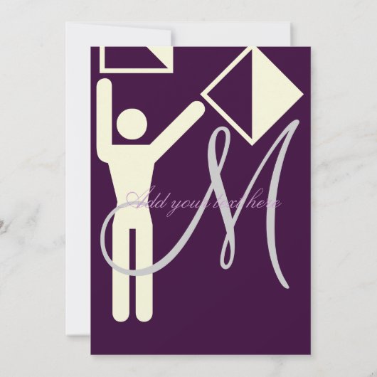 Monogramm/Einladungen/Pflaume/Creme Einladung (Rückseite)