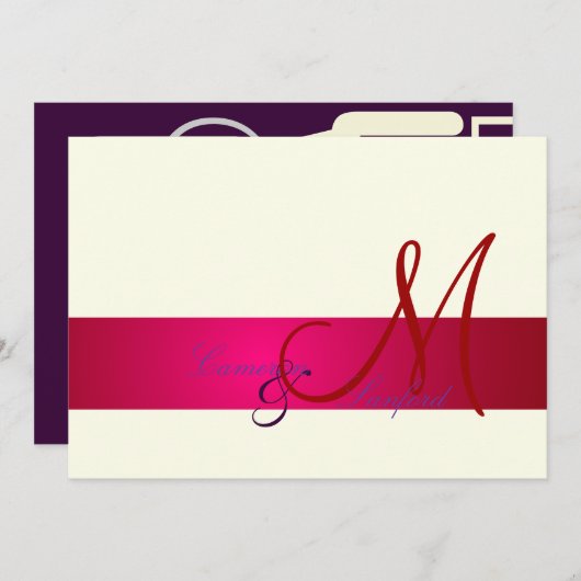 Monogramm/Einladungen/Pflaume/Creme Einladung (Vorne/Hinten)