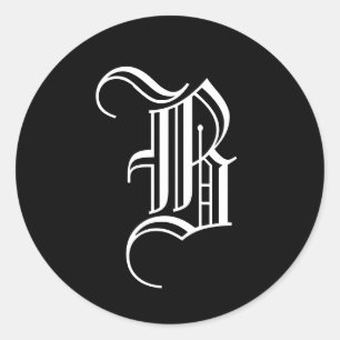 Monogramm Einladungs-Siegel "B" Old English Style Runder Aufkleber