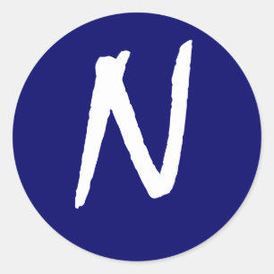 Monogramm-Einladungssiegel "N" anpassbar Navy Runder Aufkleber