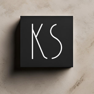 Monogramm Einmaliges Minimal-Typografie-Schwarzes Quadratische Visitenkarte