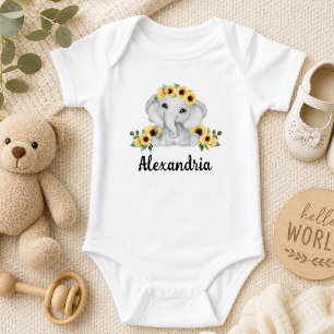 Monogramm Elefant Rustikal Baby Strampler
