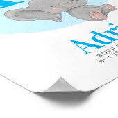 Monogramm Elefantenballon Name Kinderzimmer Wandku Poster (Ecke)