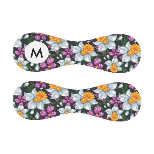 Monogramm Elegance Muster mit Narzissen Blume 2 Baseball (Paneele)