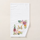 Monogramm Eleganfarbene Rose Floral Botanisch Badhandtuch Set (Handtuch)