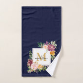 Monogramm Eleganfarbene Rose Floral Botanisch Badhandtuch Set (Handtuch)