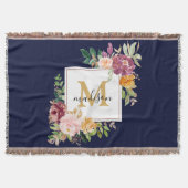 Monogramm Eleganfarbene Rose Floral Botanisch Decke (Vorderseite)