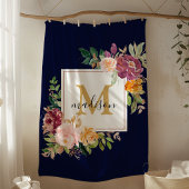 Monogramm Eleganfarbene Rose Floral Botanisch Fleecedecke