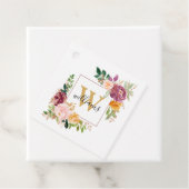 Monogramm Eleganfarbene Rose Floral Botanisch Geschenkanhänger (Beispiel)